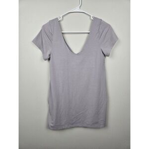 Athleta Lavender V-Neck Short Sleeve Tee